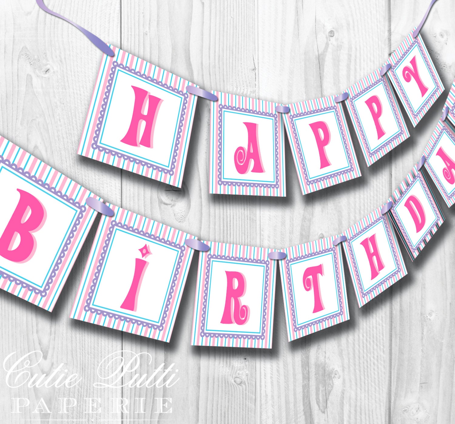 Mary Poppins Vintage Party - PRINTABLE BIRTHDAY BANNER - Cutie Putti Paperie Il_570xn