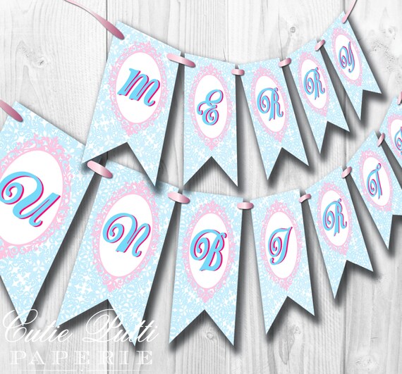 Alice in Wonderland Party, Mad Hatter Tea Party - PRINTABLE BIRTHDAY BANNER - Cutie Putti Paperie - Cutie Putti Paperie Il_570xn