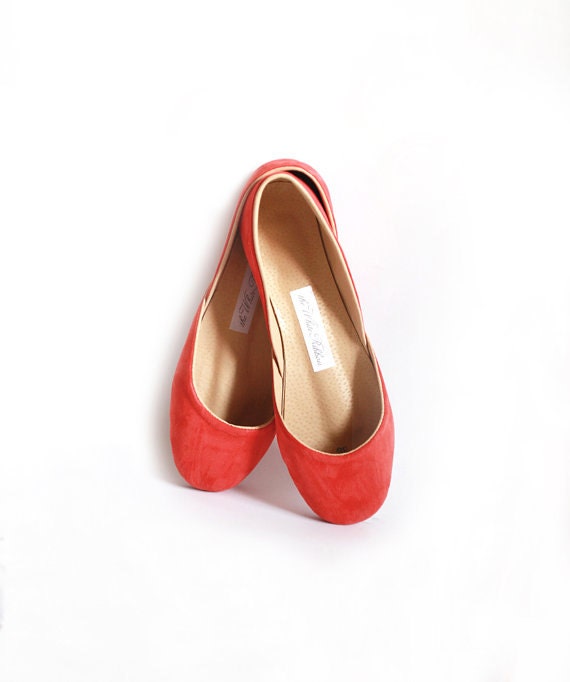 up-cycled soft suede ballet flats. peach.....made to order
