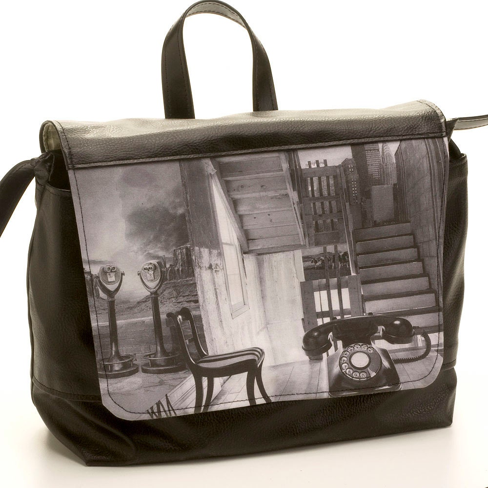 black vinyl crossbody bag
