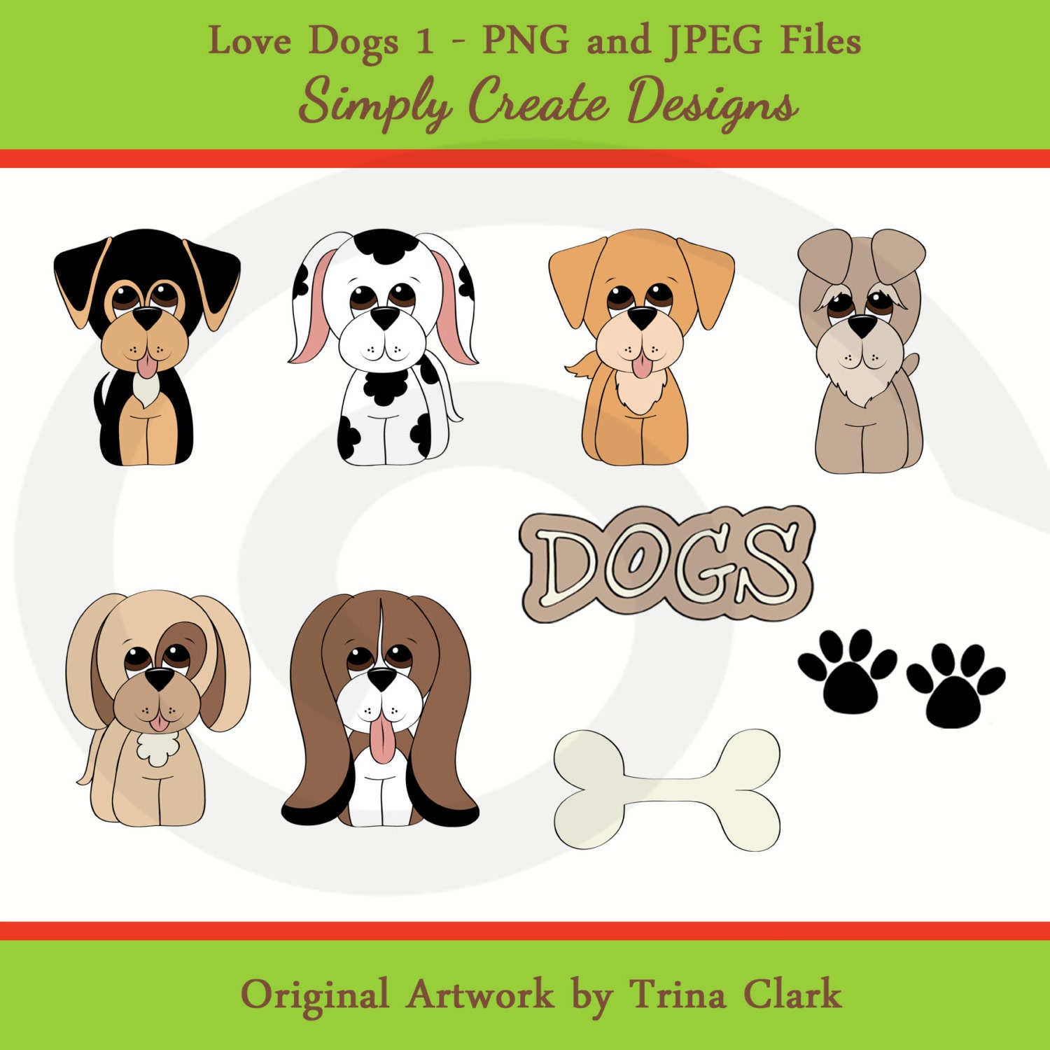 Dogs Love Dogs 1 Clip Art Commercial and Personal Use Il_570xn