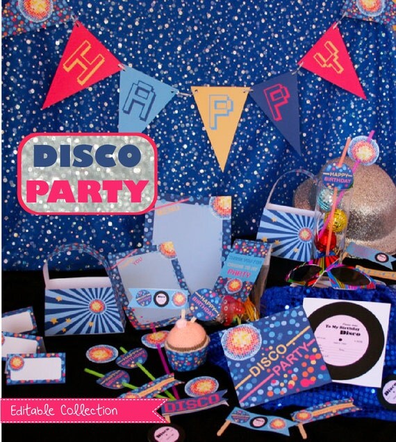 Disco Party Birthday DIY Printable Kit - INSTANT DOWNLOAD Il_570xn