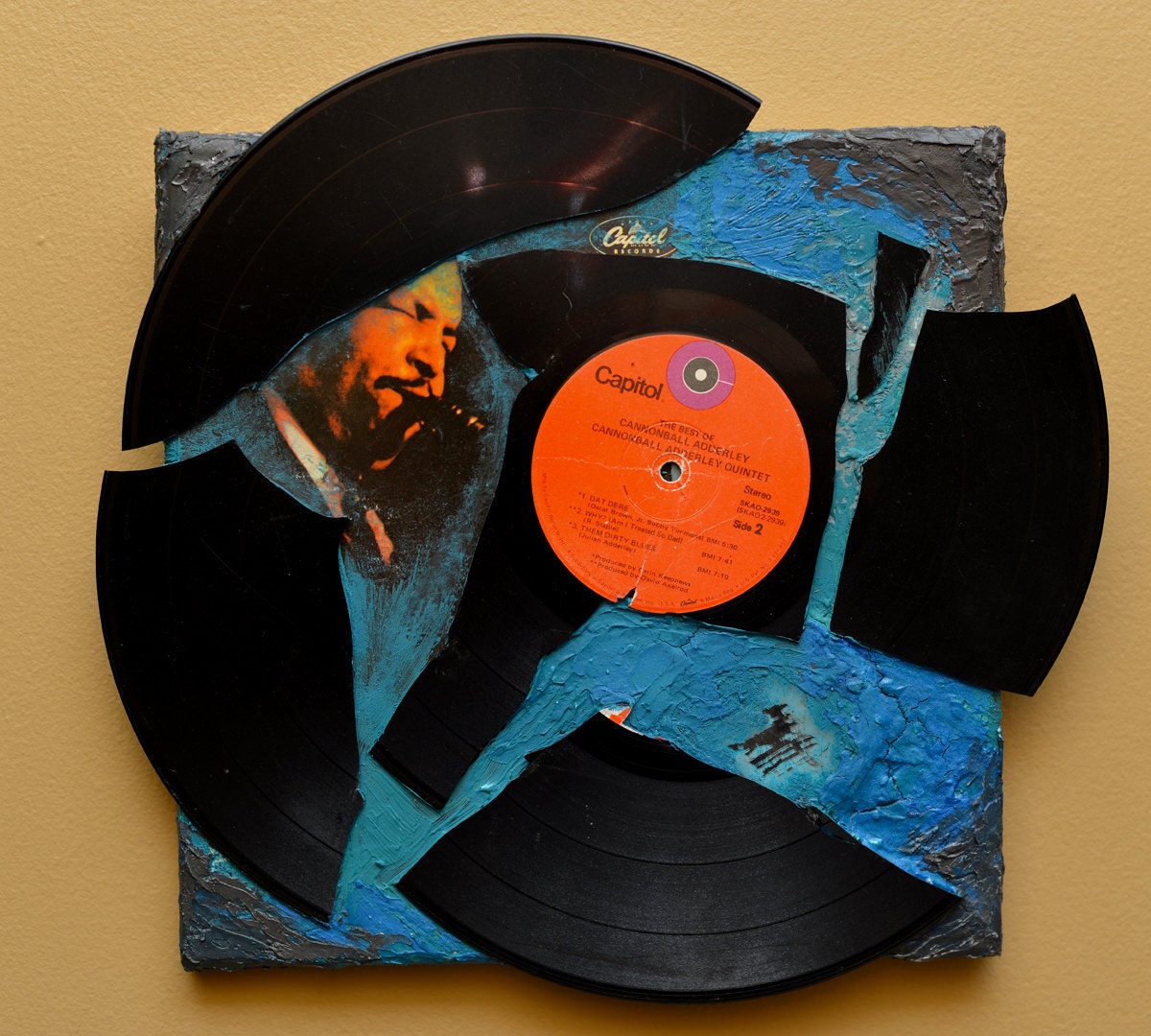 NEW - Dat Dere - Broken Record on Canvas - recycled art - funnychord