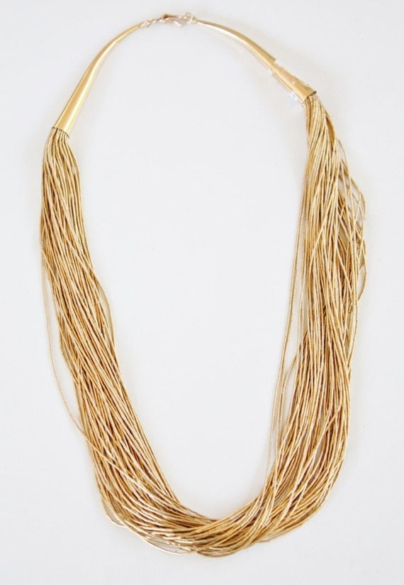 12K GF Liquid Gold Necklace 52 Strands Walking Bear by june2six