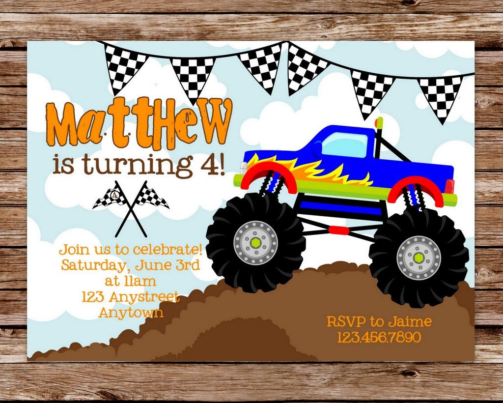 Get Monster Truck Birthday Invitations Images Free Invitation Template