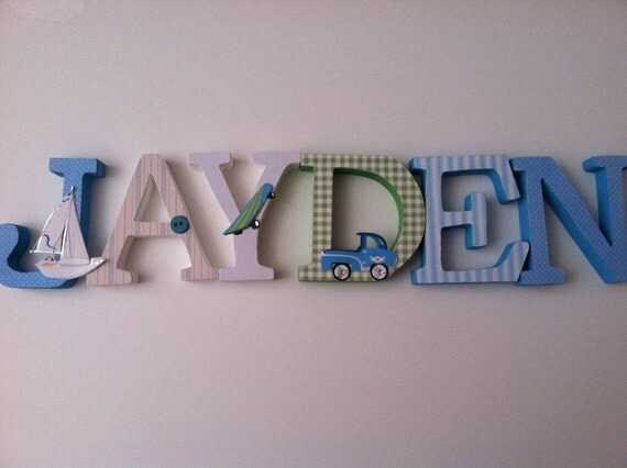 Custom stand up wooden letters for nursery by SummerOlivias