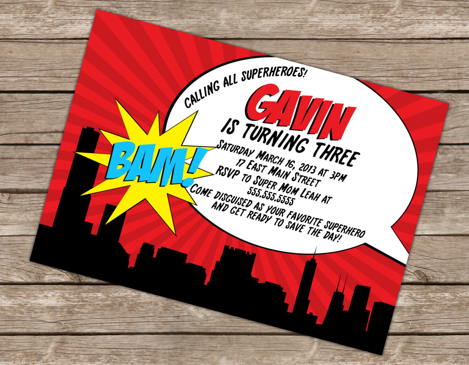 Superhero Birthday Invitation (Printable Digital File) Il_570xn