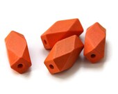 Orange Geometric Wood Beads, Orange wooden beads, faceted wooden beads, wood beads, Geometric jewelry - WISHsupplies