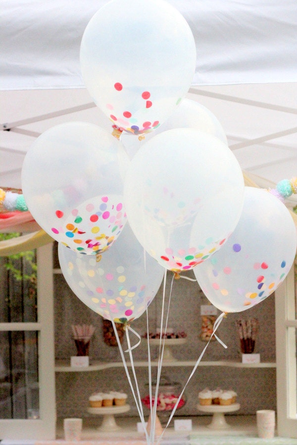 Clear Confetti Balloon Bouquet Set of 12 with Handmade Tassels - BonFortune