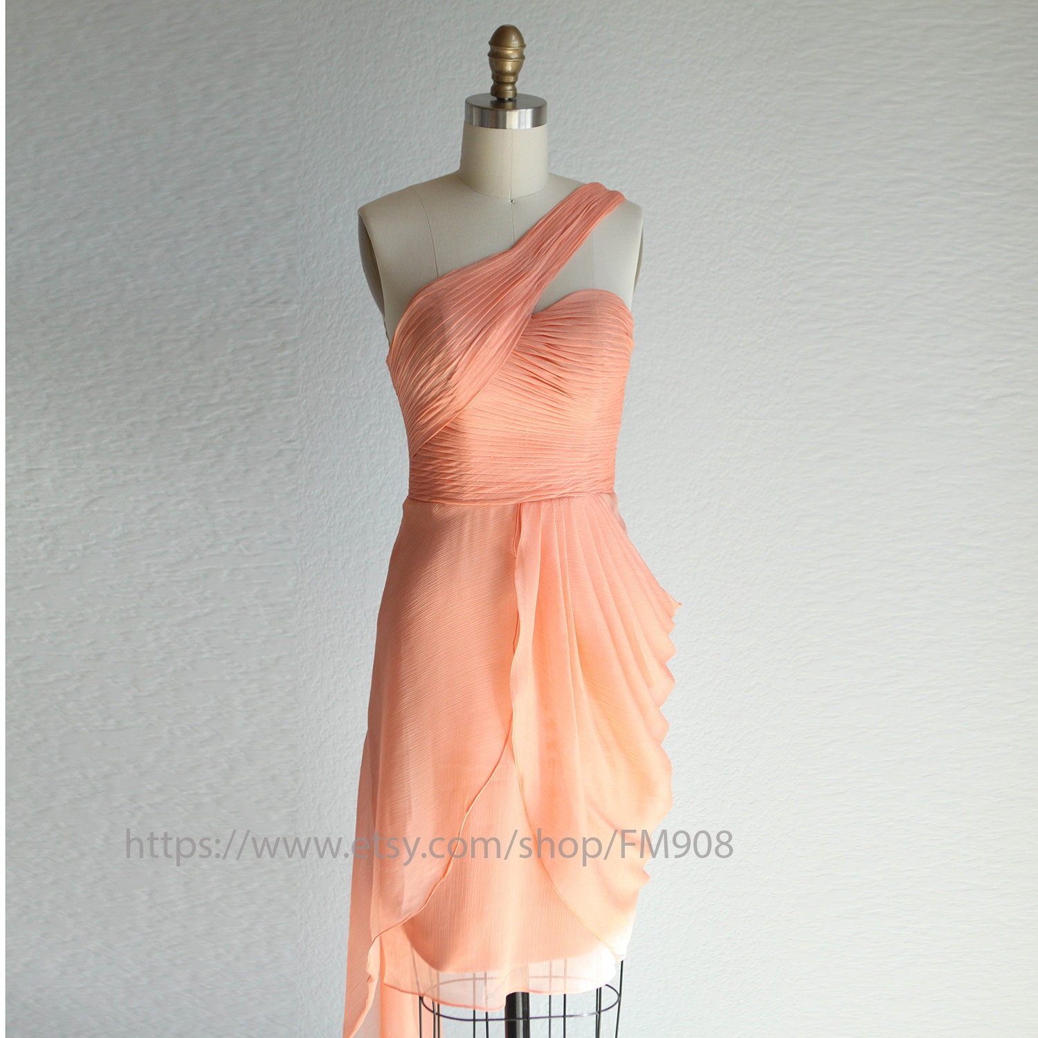bridesmaid dresses / Romantic / peach  /  / dresses /Fairy /one shoulder / Bridesmaid / Party / wedding / Bride ( A015)