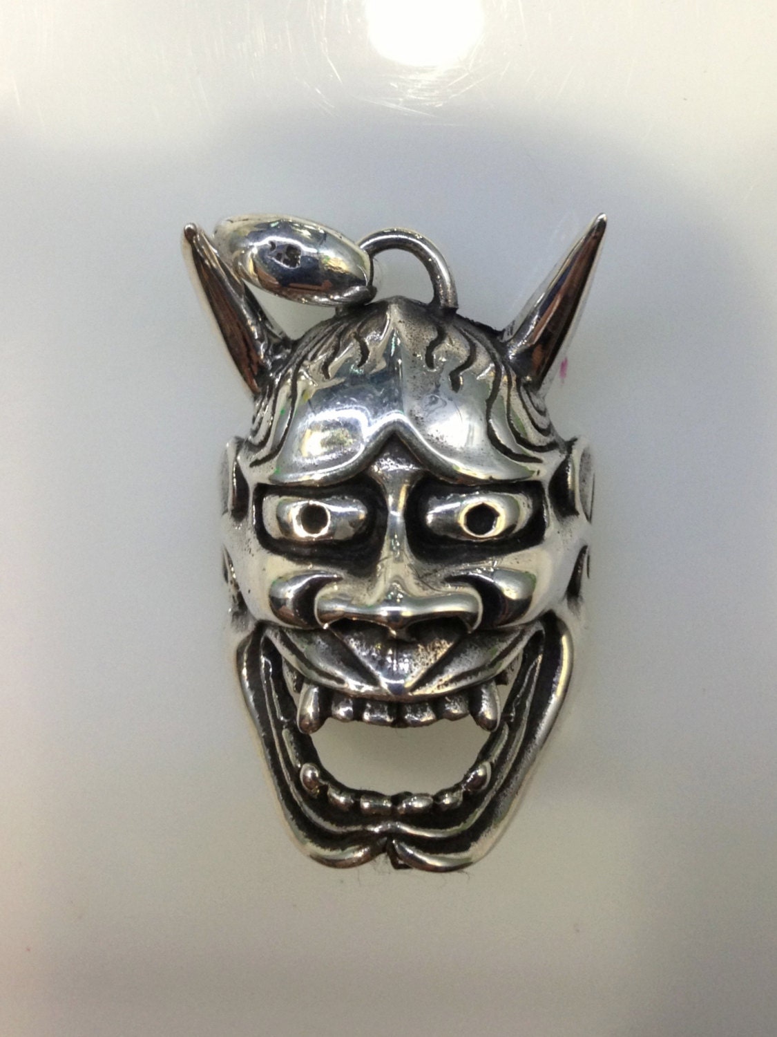 sterling silver 925 japanese hannya mask by hannyahandcraft sterling silver 925 japanese hannya mask by hannyahandcraft