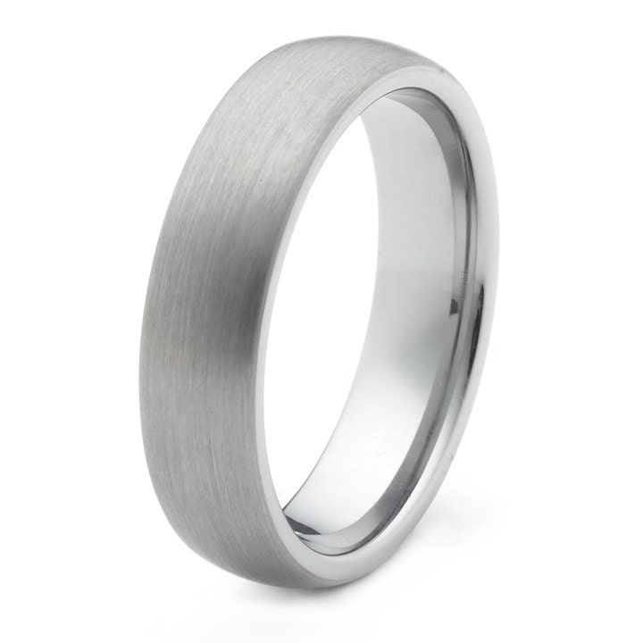 6mm Brushed Tungsten Wedding Band Ring - Comfort Fit