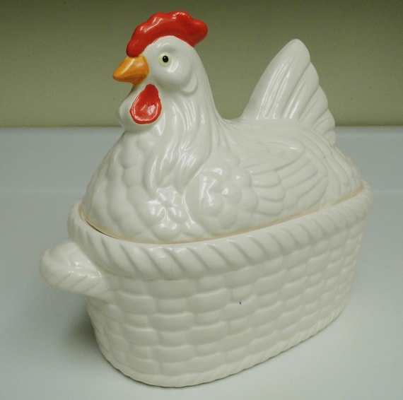 Vintage Soup Tureen Ceramic Chicken Hen Rooster by BetterVintage