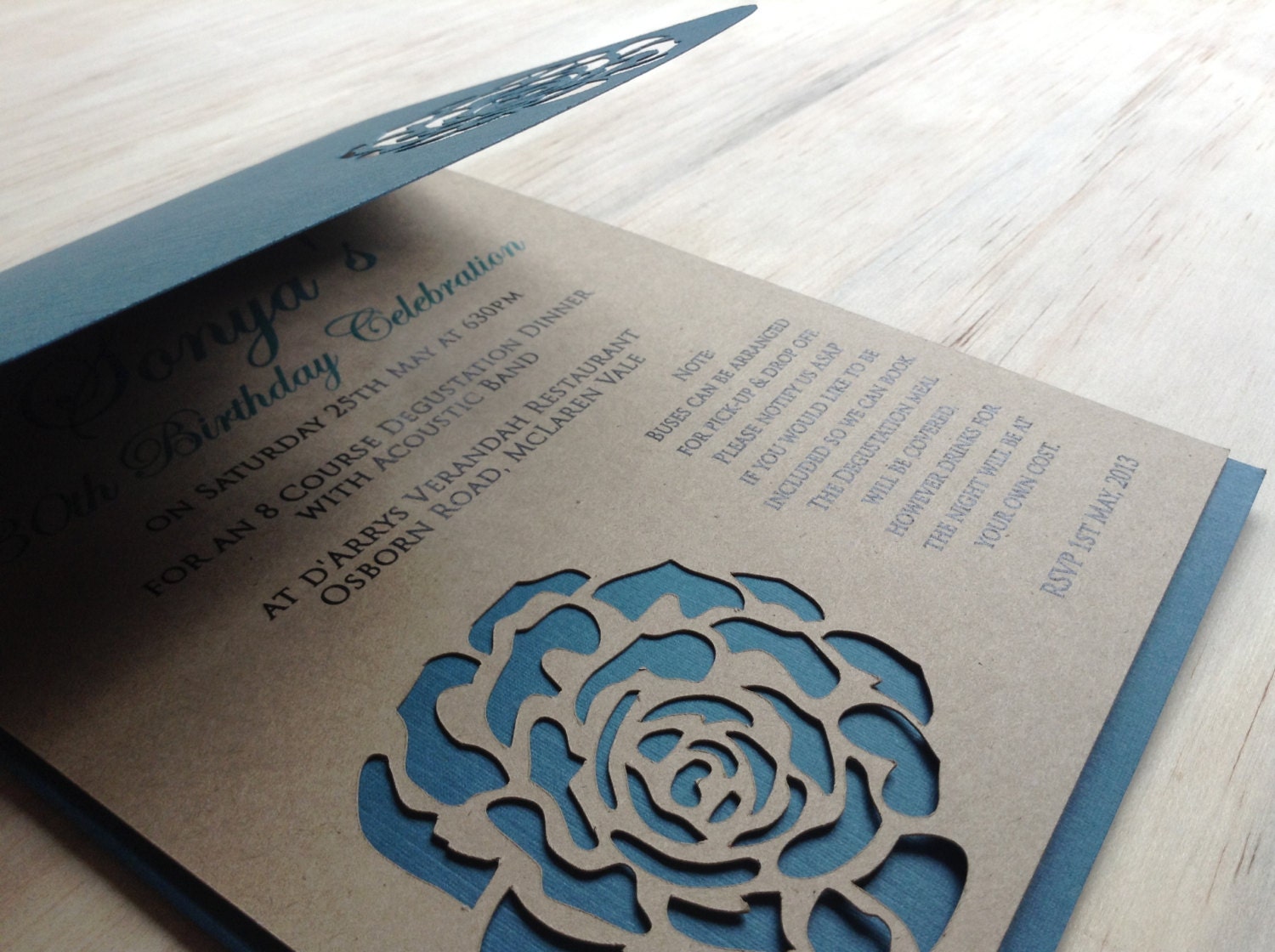 Rose Wedding Invitation DIE Cut Elegant Rose by TheFindSac