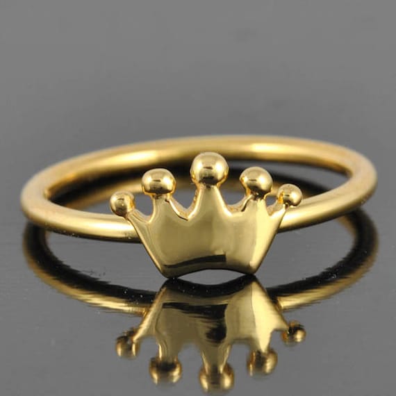 Crown ring gold ring princess crown ring dainty by JubileJewel