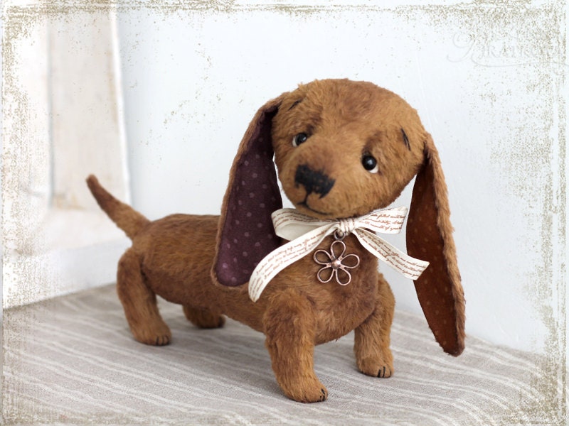 Artist Teddy dachshund OOAK gold rude