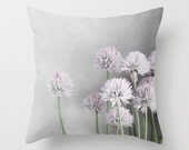 Throw Pillow Cover - Lavender and Green Chives on Gray - BrookeRyanPhoto