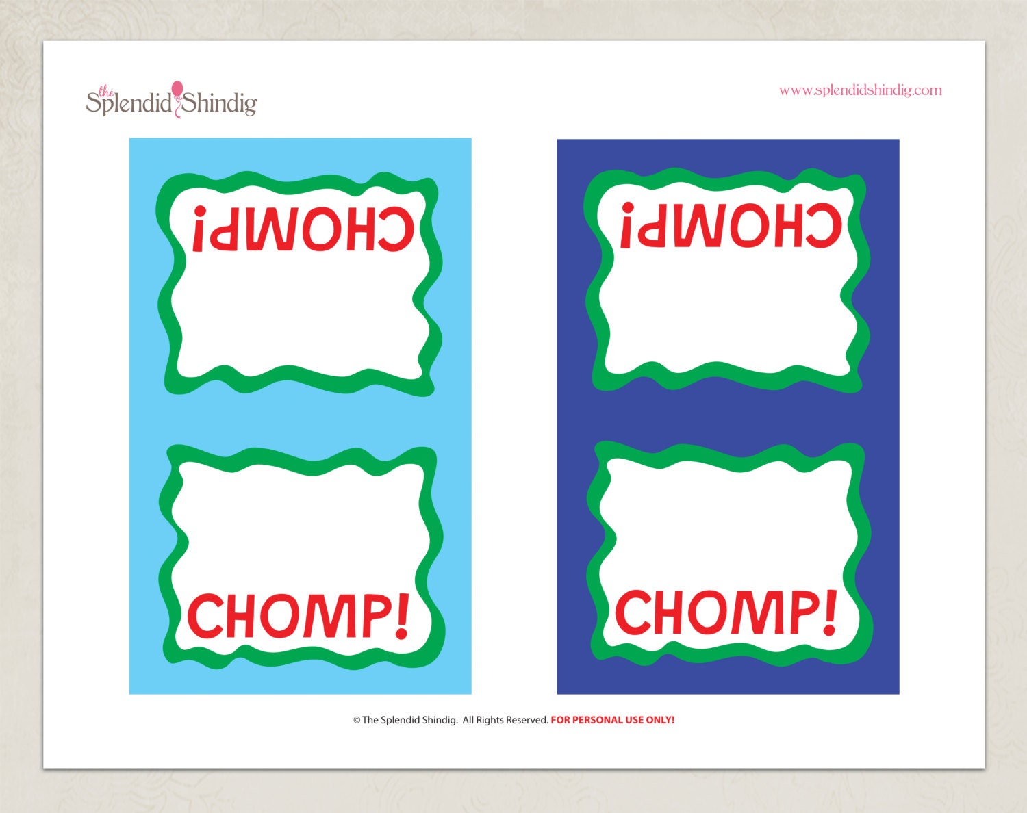 Printable 4"x6.5" Foldable Placecards - Alligator Party Collection - DIY Printable by The Splendid Shindig Il_570xn