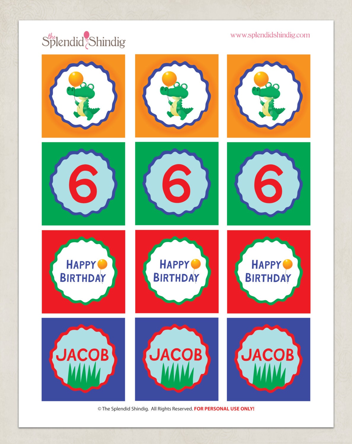 Printable Customized 2" Party Circles - Alligator Party Collection - DIY Printable by The Splendid Shindig Il_570xn