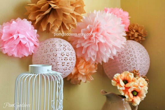 40 Tissue Pom Poms,wedding reception decorations, Baby Shower Decor, Bridal Shower Decor Il_570xn