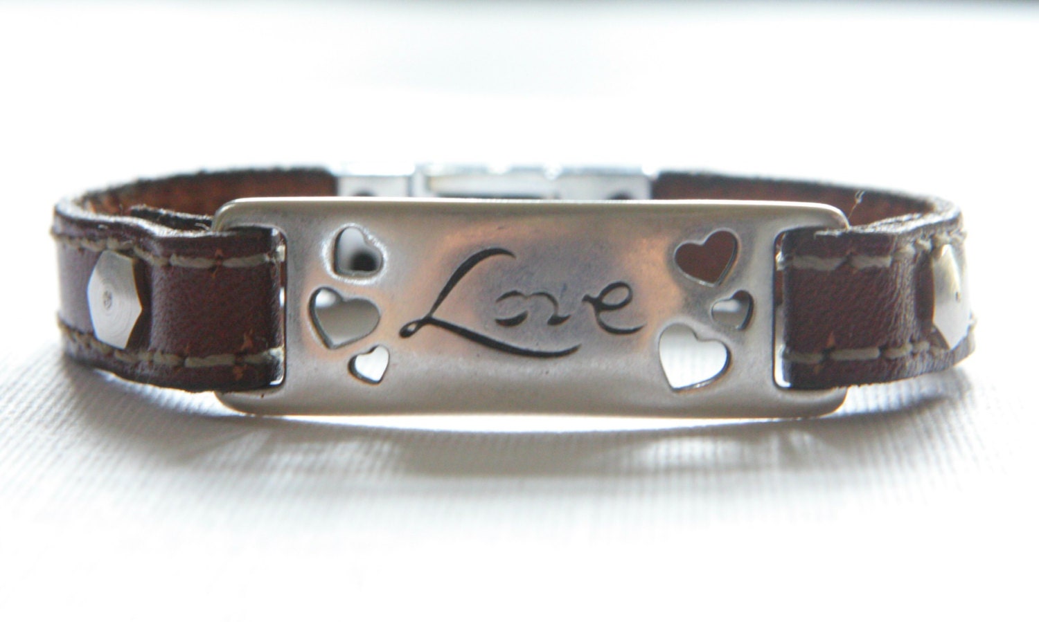 Items similar to Engraved Bracelet Women Leather Bracelet With Love
