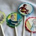 24 Curious George cupcake toppers scalloped circle tags upcycled
