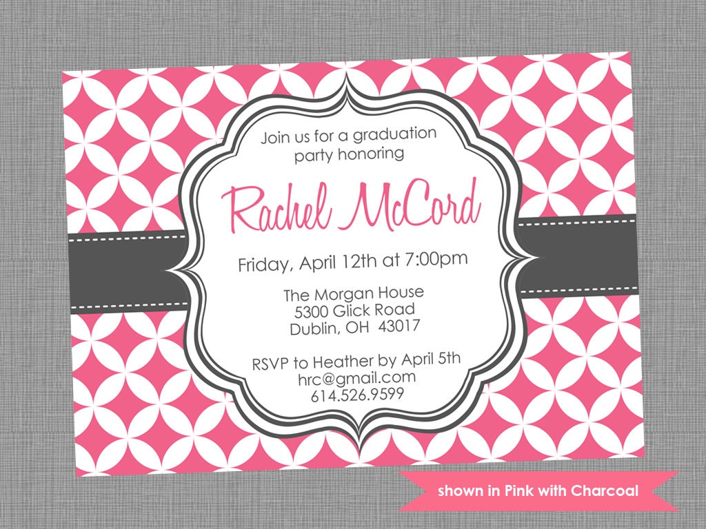 Printable Graduation Party Invitation - Graduation Themed Pixie Invite - Colors and Text Customizable Il_570xn