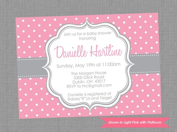 Baby Shower Invitation - Printable Shower Themed Polka Dot Invite - Colors and Text Customizable Il_570xn