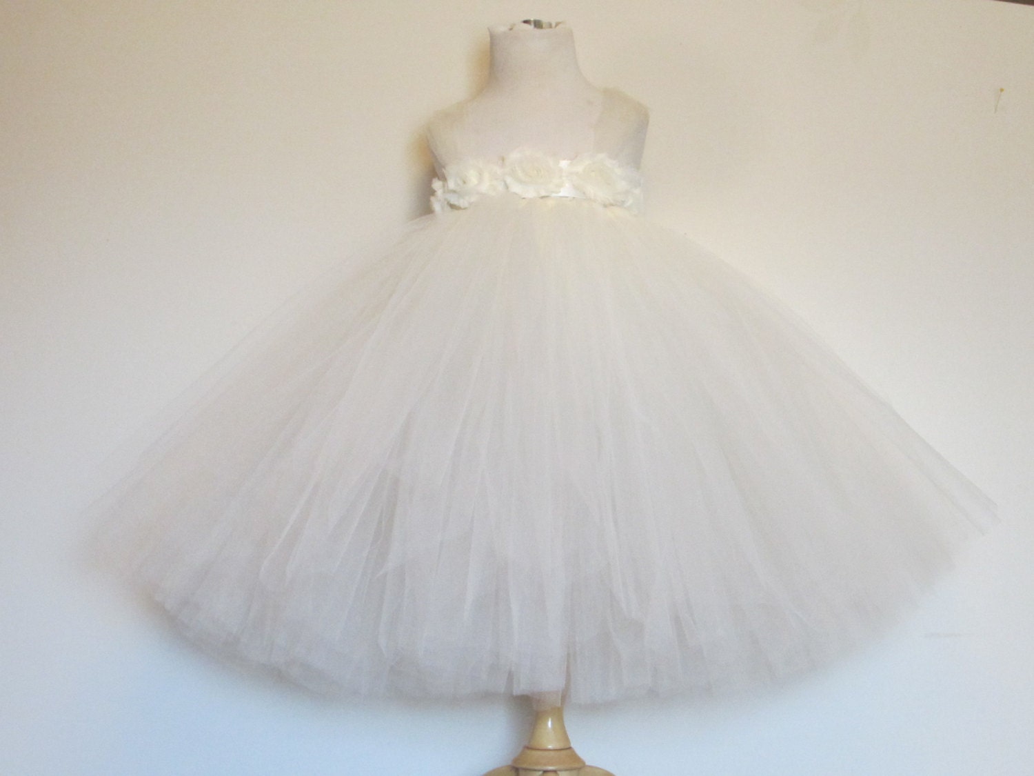 Ivory Flower Girl Tutu Dress Baby Girls by AmericanBlossoms