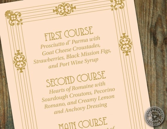 Wedding Reception Dinner Menu with monogram or initials Il_570xn