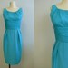 Vintage 1950s Cocktail Dress / Turquoise Silk Chiffon and Shantung Party Dress