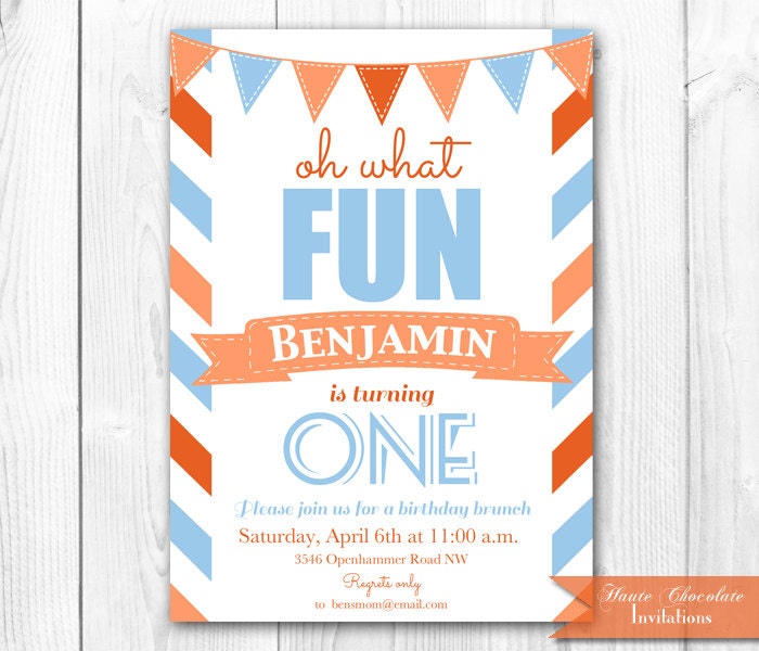 Oh What Fun - First Birthday Invitation. DIY Printable 1st Birthday Invitation. Il_570xn