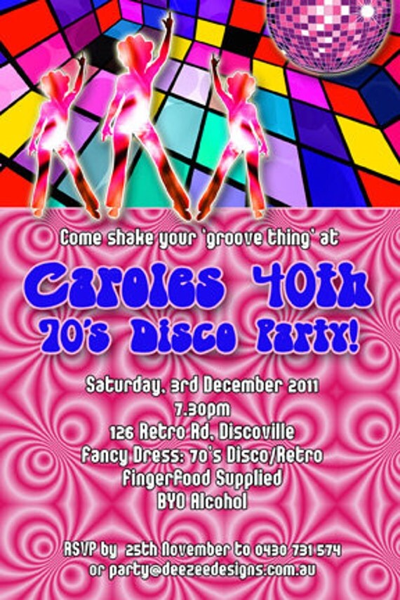 Personalised 70's Seventies Funky Disco Birthday Invitations - You Print Il_570xn