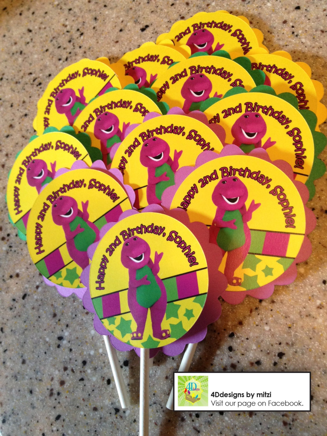 Barney Cupcake Toppers Set Of 12 By 4ddesignsbymitzi On Etsy