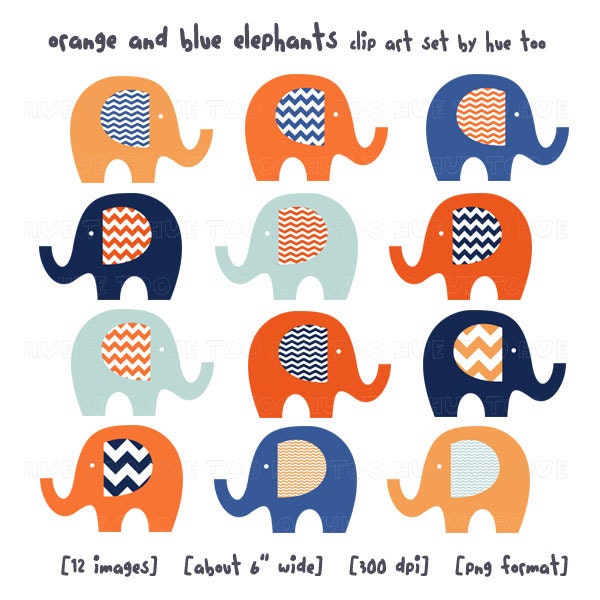 orange and blue elephant clip art boys clipart elephants by huetoo