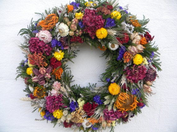 Dried Flower Spring Wreath By Naturdesign On Etsy 