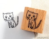 43% OFF SALE cute cat  Rubber Stamp - ppappappiyo