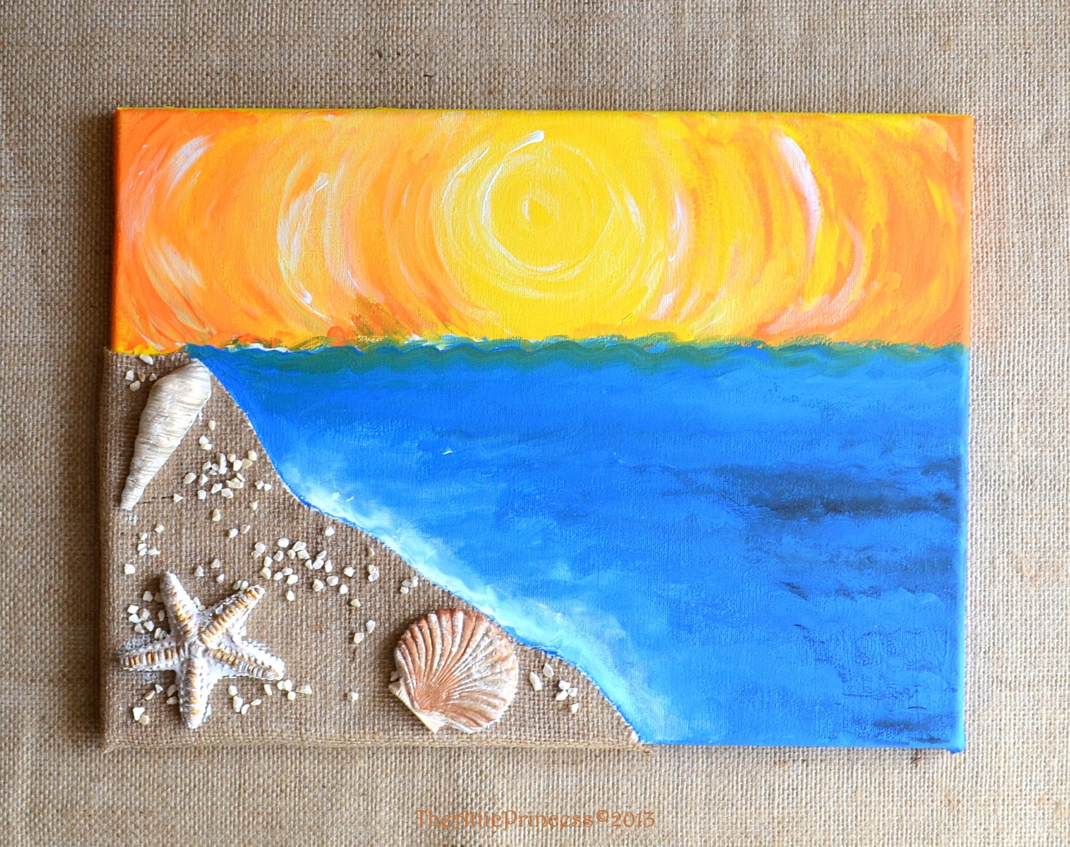 The beach series I, original mixed media art on canvas, spring home decor - TheAtticPrincess