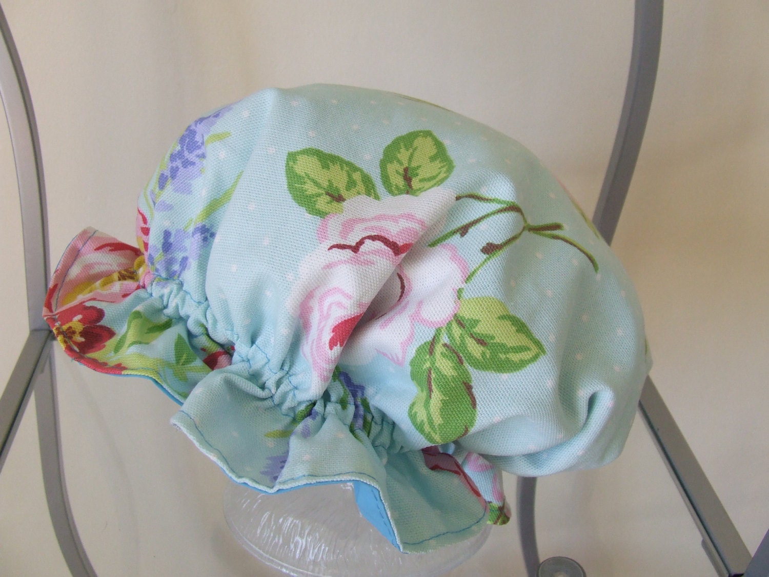 Vintage rose inspired print shower cap