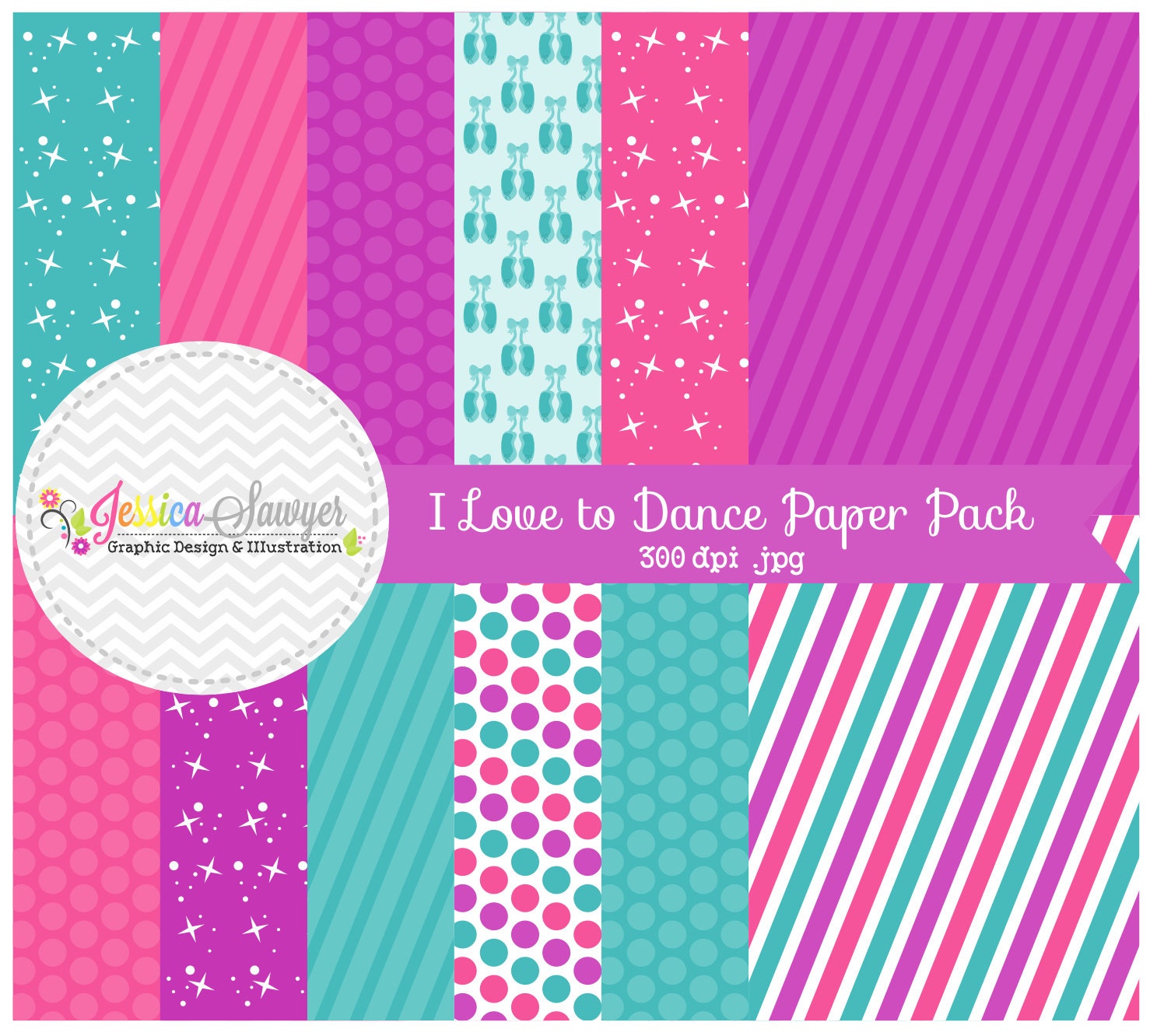CLEARANCE - dance digital paper pack - girls background - card making - invitation - printable papers INSTANT DOWNLOAD, Il_570xn
