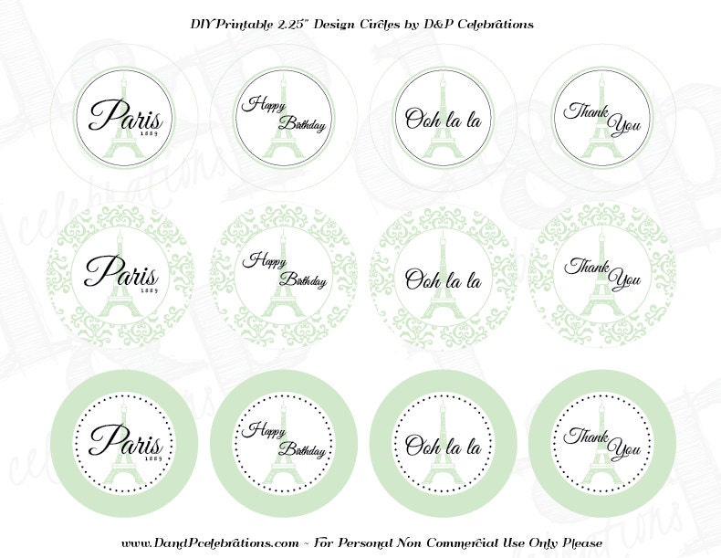 DIY Printable Paris Design Circles Mint INSTANT DOWNLOAD Il_170x135