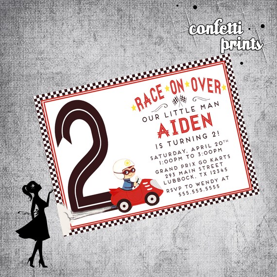 Birthday Invitation - RACE ON OVER Printable Il_570xn