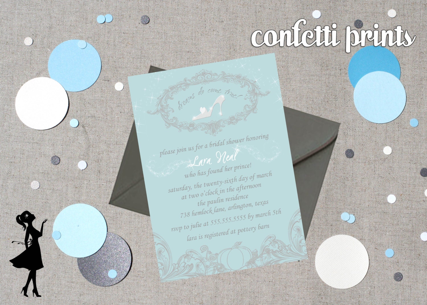 CINDERELLA Bridal Shower Invitation Printable Il_570xn