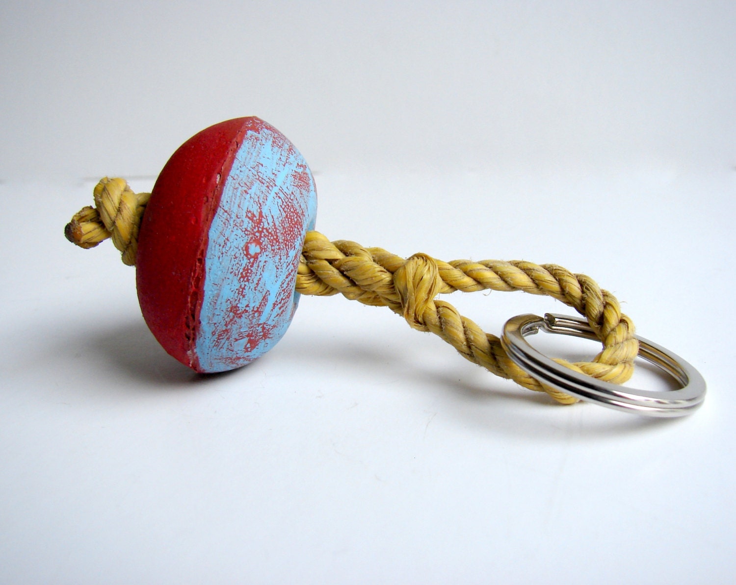 Blue Red Nautical Keyring Fishing Net Float Keychain by SaltySail