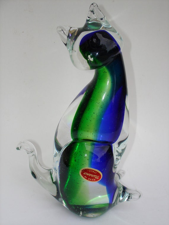 murano cat glass