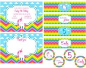 Rainbow Unicorn Theme Party Pack - DIY - Printable Il_170x135