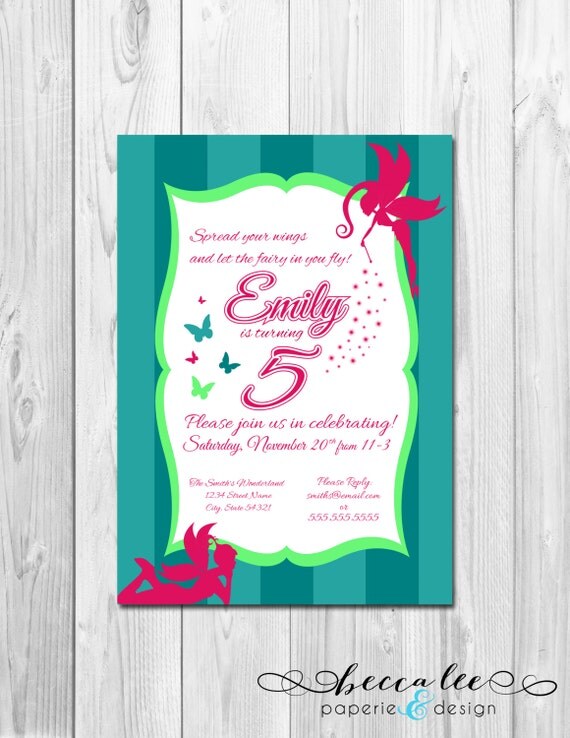 Fairy & Butterfly Theme Party Invitation - DIY - Printable Il_570xn