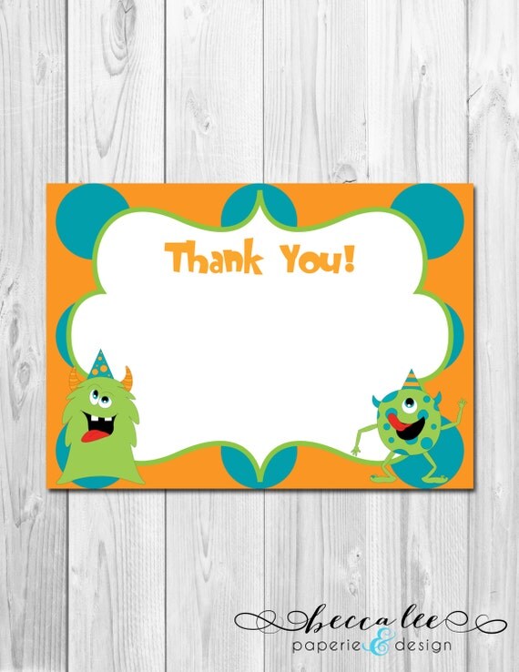 Little Monster Thank You Note - DIY - Printable Il_570xn