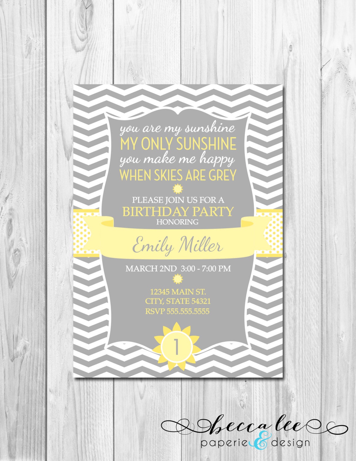 You Are My Sunshine Birthday Party Invitation - Chevron Stripes - DIY - Printable Il_570xn