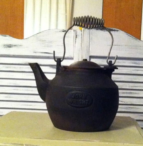 Items similar to Vintage Cast Iron Tea Pot by John Wright on Etsy